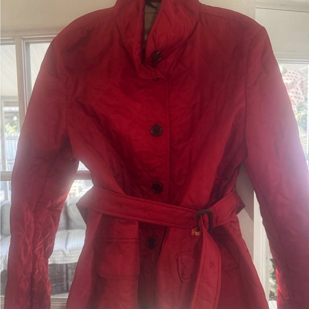 Burberry Red Quilted Women'Belted Jacket